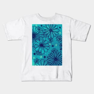 Tie-dye Flowers - Blue Kids T-Shirt